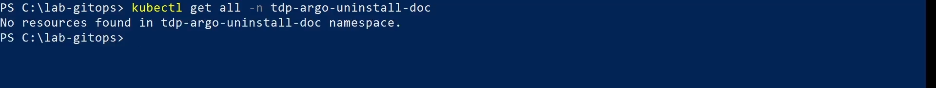 Figura 11 - Verificação de recursos restantes no Namespace